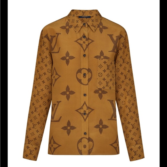 LOUIS VUITTON Giant Monogram Silk Button Up Shirt